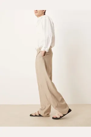 ASOS – Elegante, strukturierte Hose in Steinbeige mit weitem Bein