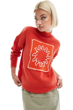 Daisy Street – Strickpullover mit Sonnen-Intarsienmotiv und Zierstreifen