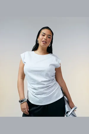 ASOS ASOS DESIGN Curve – Tanktop in meliertem Eisgrau mit Korsett-Taille und betonter Schulter