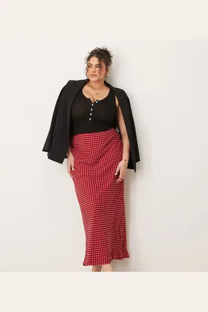 ASOS ASOS DESIGN Curve – Asymmetrischer Maxirock aus Chiffon in mit Punkten