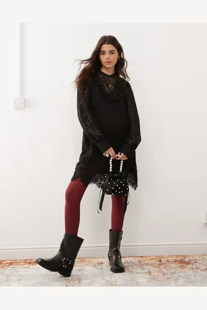 Miss Selfridge – Minikleid aus schwarzer Spitze im viktorianischen Stil