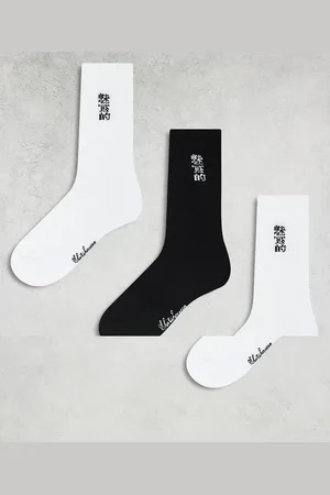River Island – 3er-Pack hohe Socken mit japanischen Schriftzeichen