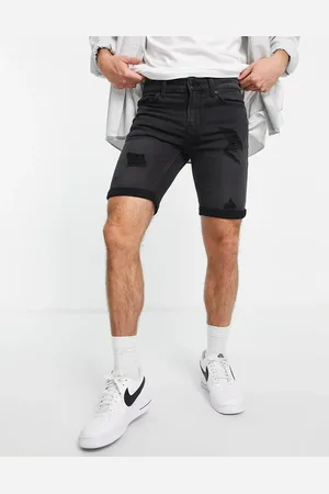 Only & Sons – Jeansshorts in mit schmalem Schnitt und Abnutzungen
