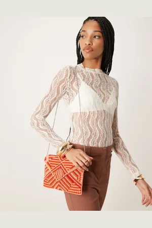 True Decadence – Gemusterte Clutch in mit Perlenbesatz