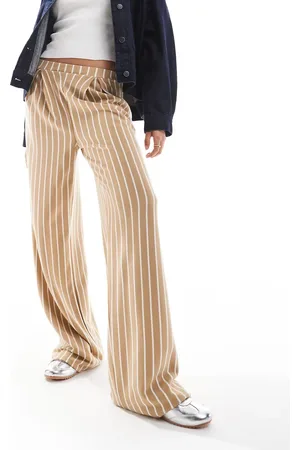 ASOS – Elegante Hose in Kamelbeige und Creme gestreift