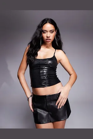 ASOS – Camisole aus Kunstleder in Kroko