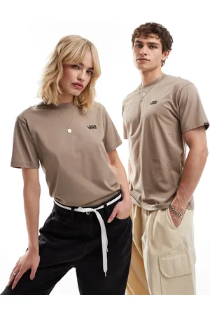 Vans – T-Shirt in Taupe mit Logo auf der linken Brust