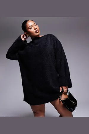 ASOS ASOS DESIGN Curve – Mini-Strickkleid aus superweichem, flauschigen Garn in mit lockerem Schnitt