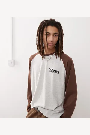 COLLUSION – T-Shirt in Braun und meliert mit Raglanärmeln