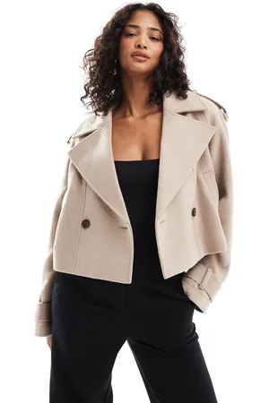 ASOS – Kurzer, eleganter Trenchcoat in Pilzbraun