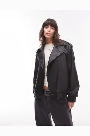 Topshop – Oversize-Regen-Bomberjacke in aus Bubble-Kunstleder