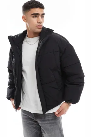 Pull&Bear – Schwarze Pufferjacke