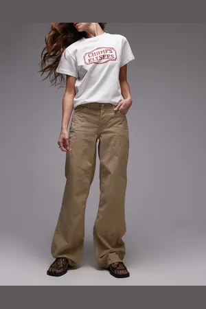 Topshop – Ember – Cord-Jeans in Buttermilchgelb mit niedrigem Bund und weitem Bein
