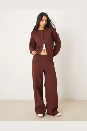 ASOS – Sweat-Jogginghose in Schokobraun mit weitem Bein