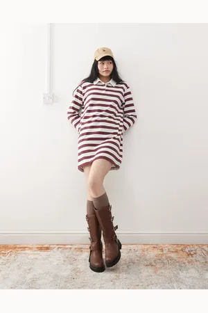 Miss Selfridge – Langärmliges Rugby-Kleid mit Streifen