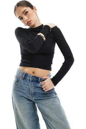 Pull&Bear – Hochgeschlossenes Langarmshirt in