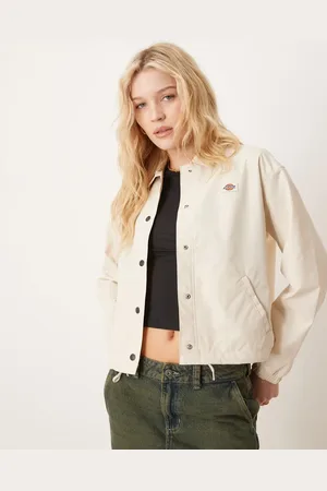 Dickies – Oakport – Kurze Trainerjacke in Wollweiß