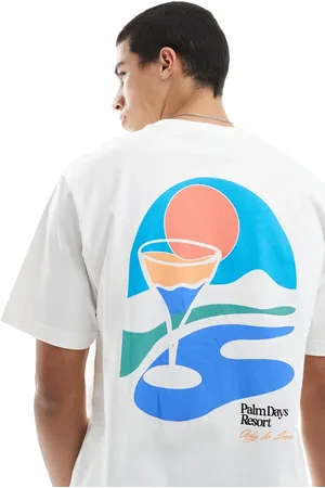 Only & Sons – Locker geschnittenes T-Shirt in mit Palmen-Rückenprint