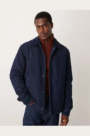 MANGO – Bomberjacke aus Denim in dunkelblauer Waschung mit elastischem Detail