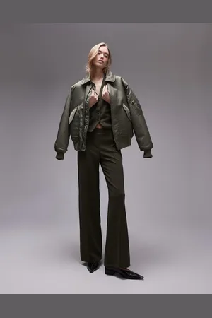 MANGO – Gerade geschnittene Hose in Khaki mit elastischem Bund, Kombiteil
