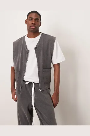 ASOS – Kastige, leichte Oversize-Weste in verwaschenem Schwarz mit Rippenstruktur