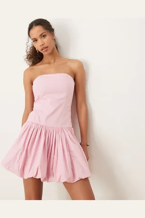 Abercrombie & Fitch – Trägerloses Minikleid in mit Ballonsaum