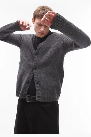 MANGO – Weiche Strickjacke aus Wollmix in Anthrazit