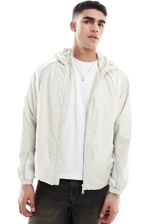 Pull&Bear – Trainingsjacke in Beige mit Einsätzen