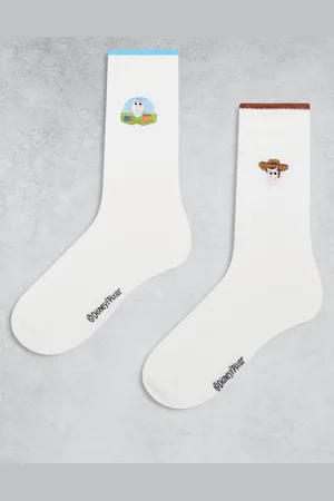 ASOS – 2er-Pack Socken in mit aufgestickten Disney-Motiven von Woody und Buzz