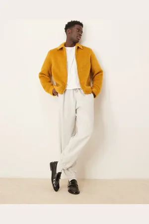 ASOS – Oversize-Harrington-Jacke in Wolloptik in Senfgelb