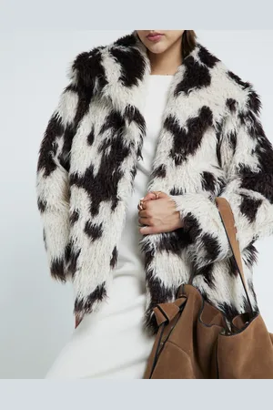 River Island – Mantel aus Kunstpelz mit Kuhfellmuster in Creme