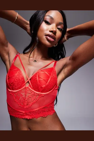 Ann Summers – Sweet Surrender – Wattierter Korsett-BH aus Spitze und Netzstoff in mit tiefem Ausschnitt