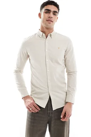 Farah – Steen – Langärmliges Oxford-Hemd in Beige