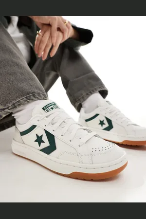 Converse – Pro Blaze Classic Ox – Sneaker in Wollweiß und Grün mit Gummisohle