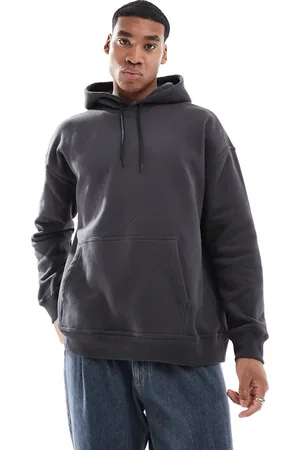 Hollister – Oversize-Kapuzenpullover in Grau mit Logo