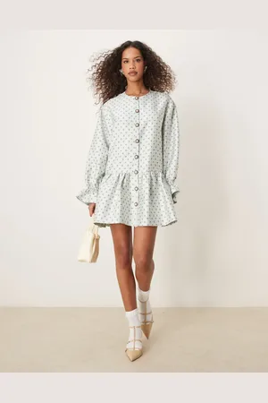 Sister Jane – Jacquard-Minikleid in Hellgrün mit Oversize-Schnitt