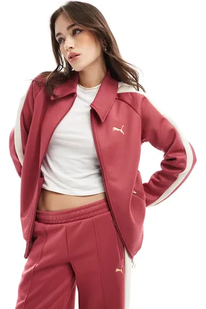 PUMA – T7 – Trainingsjacke in Burgunderrot, Kombiteil