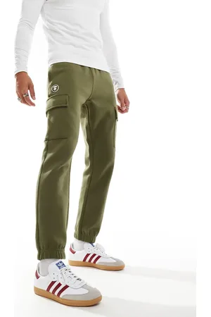 A Bathing Ape – Cargo-Jogginghose in Khaki mit Logo und Bündchen
