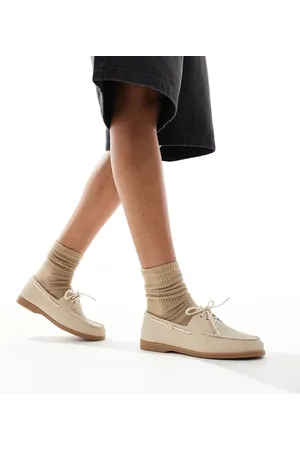 London Rebel – Bootsschuhe zum Schnüren in Taupe