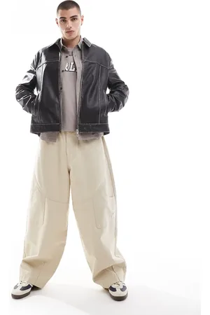 ASOS – Weite Hose in Stein mit Workwear-Aufnäher