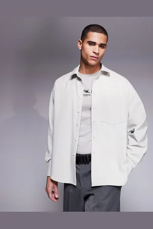 ASOS – Voluminöses Oversize-Hemd in Creme mit abgestepptem Saum