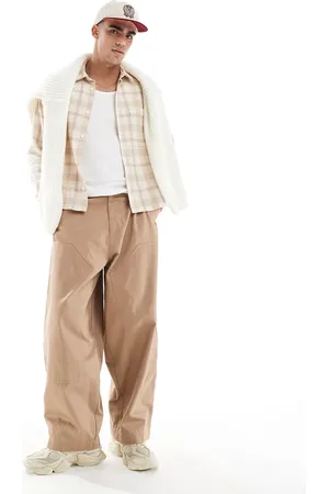ASOS – Weite Oversize-Hose aus Canvas in Beige mit Knieeinsatz