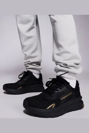 EA7 Armani – Sneaker in und Gold aus Netzstoff-Mix mit Logo