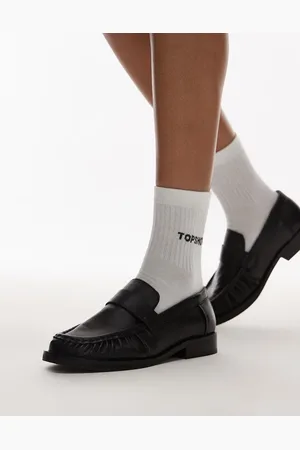 Topshop – Carey – Leder-Loafer in mit gerafftem Detail