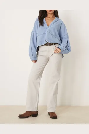 Abercrombie & Fitch – Baggy-Jeans in Beige mit niedrigem Bund