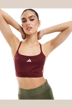 adidas Adidas Training – Hyperglam – Sport-BH in Burgunderrot mit leichter Stützfunktion