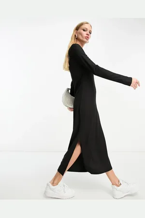 River Island – Gerade geschnittenes Midikleid in mit Seitenschlitz