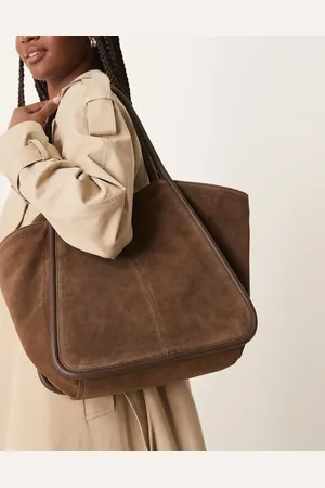 ASOS – Tragetasche aus braunem Wildleder mit Flügeldesign und schlauchförmigen Trageriemen