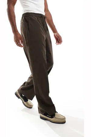 ASOS – Elegante Schlupfhose in Dunkelbraun mit weitem Bein
