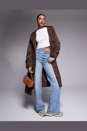 Liquor N Poker – Trenchjacke aus Veloursleder in verwaschenem hellbraun mit Detail